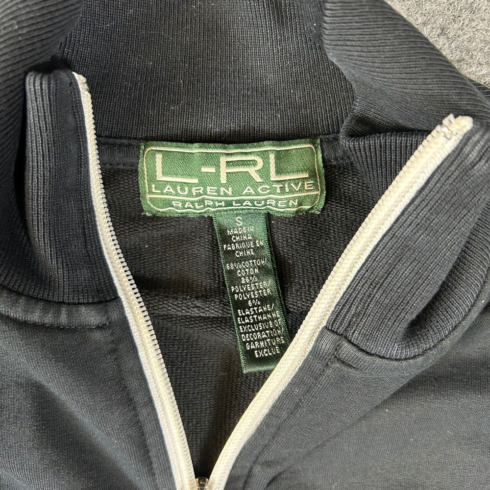Lauren Ralph Lauren Active Womens Black White Stripe Track Jacket Small L-RL - Picture 3 of 6
